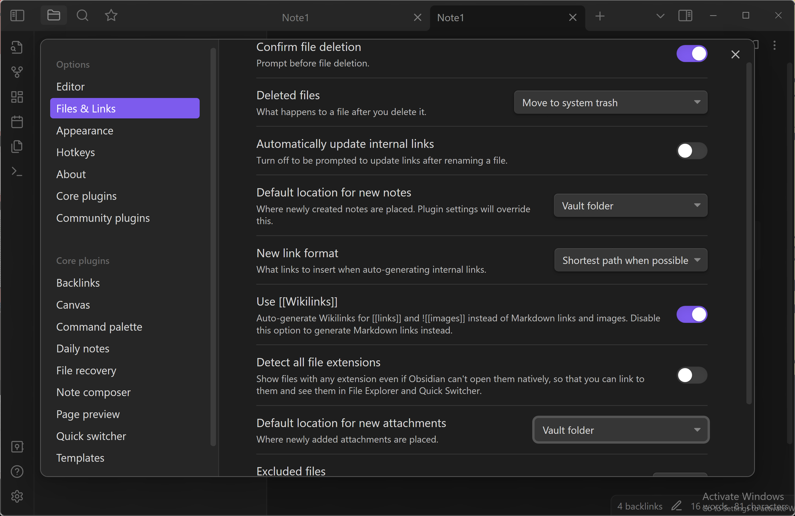 Obsidian Series 2 - Basic Settings