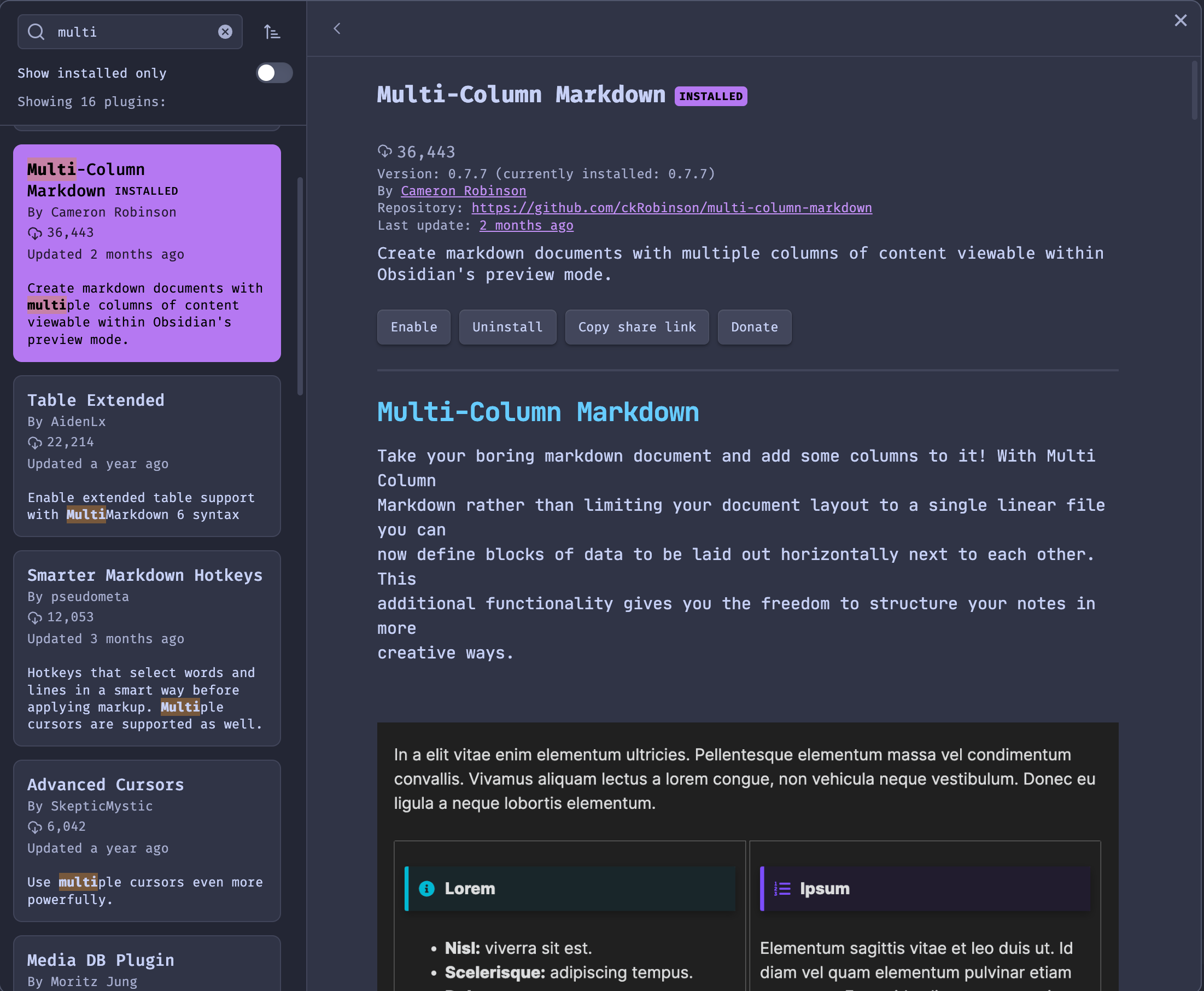 Obsidian Tricks 2 - Multi-Column